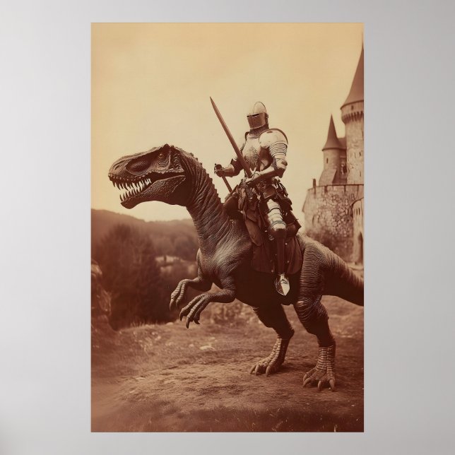 Caballero Dinosaurio Arte Impreso Gótico Paladín J (Frente)