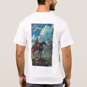 Caballero medieval embarcando en una camiseta de v