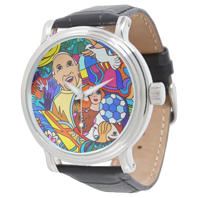 Caballero reloj con pulsera de cuero negro (Angular)