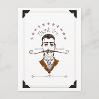 Caballero Vintage Mustache Gracias postal