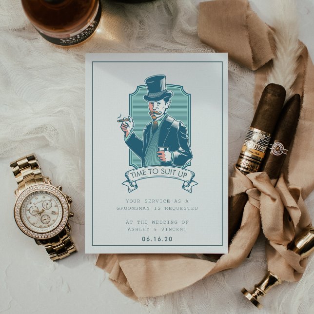Caballero Vintage | Tarjeta de solicitud Groomsman (Subido por el creador)