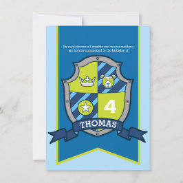 Caballeros escudo medieval niños 4 invitaciones de