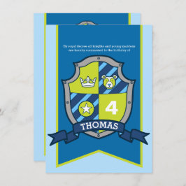 Caballeros escudo medieval niños 4 invitaciones de