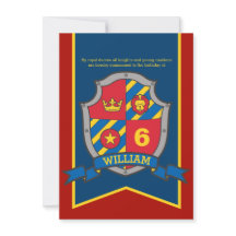 Caballeros escudo medieval niños 6ª invitación de 