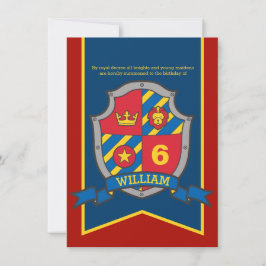 Caballeros escudo medieval niños 6ª invitación de 