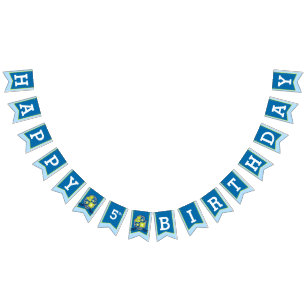 Caballeros medievales Feliz cumpleaños 5 banderas