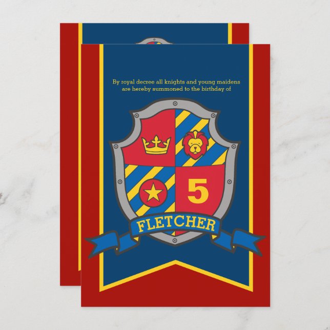 Caballeros medievales y dueños invitaciones para e (Anverso / Reverso)