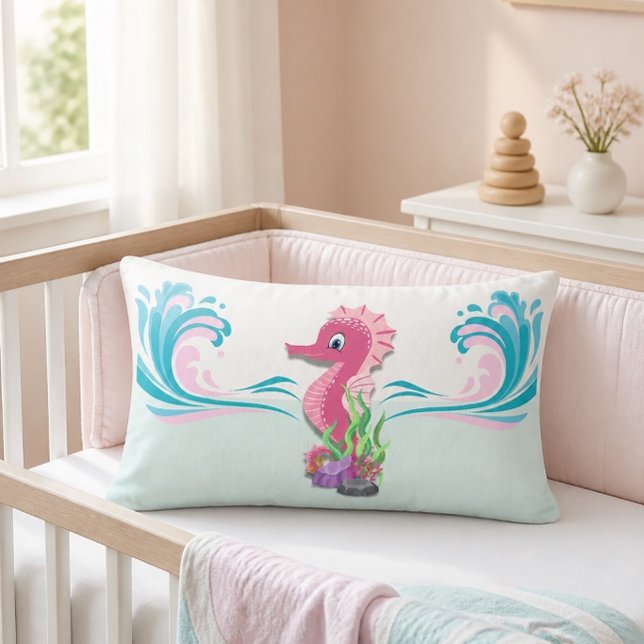 Caballito de Mar Bebé | Almohada Lumbar Rosa (Subido por el creador)