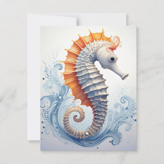 Caballito de mar en las olas del océano (Anverso)