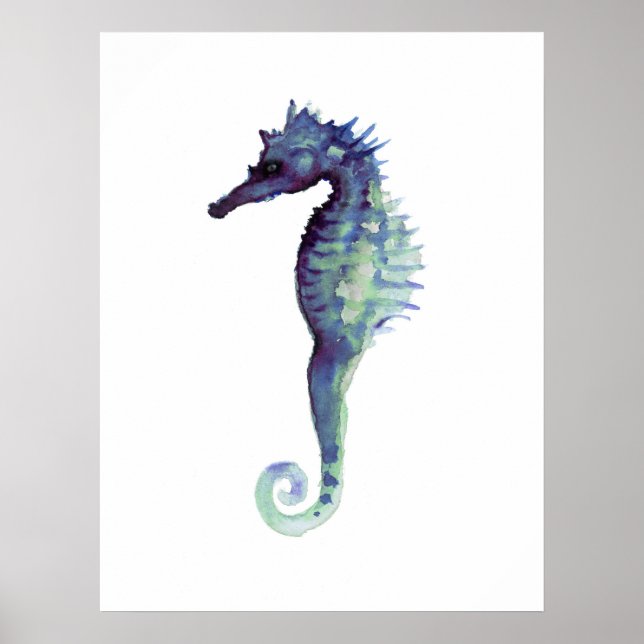 caballitos de mar poster de arte blanco (Frente)