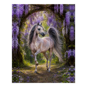 Caballo Árabe Póster Brillante de Wisteria Púrpura