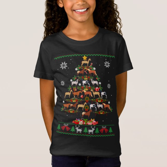 Caballo Árbol de Navidad Feo Sweater Horse Lover F (Anverso)