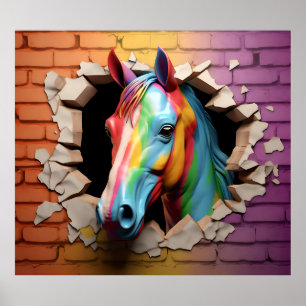 Caballo arcoiris se desmorona arte Poster impreso
