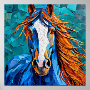 Caballo Blanco Arte de Fantasía Mosaico Elegante