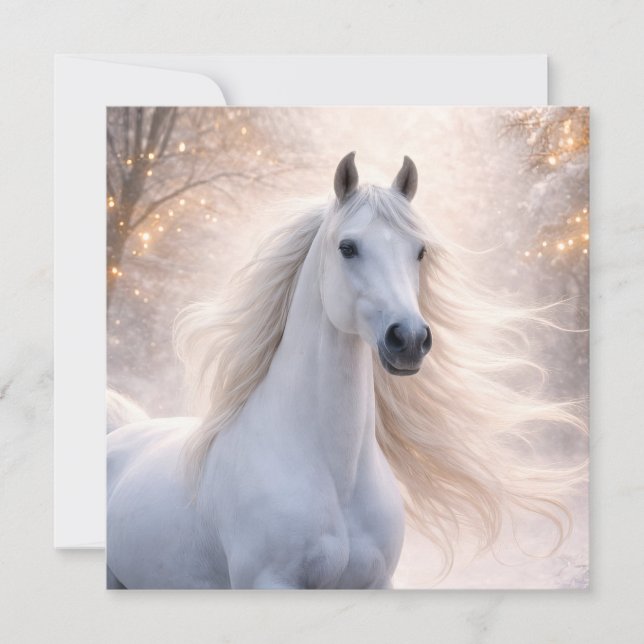 Caballo Blanco Bonito en la Navidad de las Vacacio (Anverso)