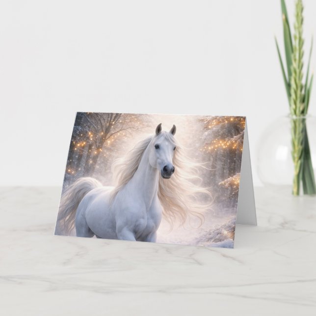 Caballo Blanco con Melena Fluyente en Navidad (Anverso)