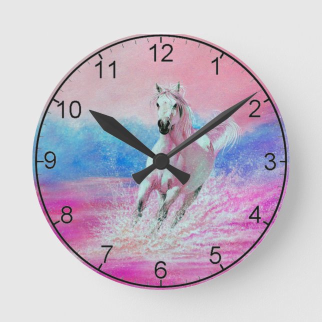 Caballo blanco corriendo en un reloj de playa (Anverso)