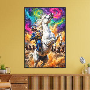 Caballo Blanco Expresionista Abstracto en Lienzo