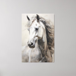 Caballo blanco monocromo | Pintado de arte de pare