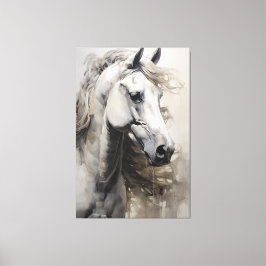 Caballo blanco monocromo | Pintado de arte de pare
