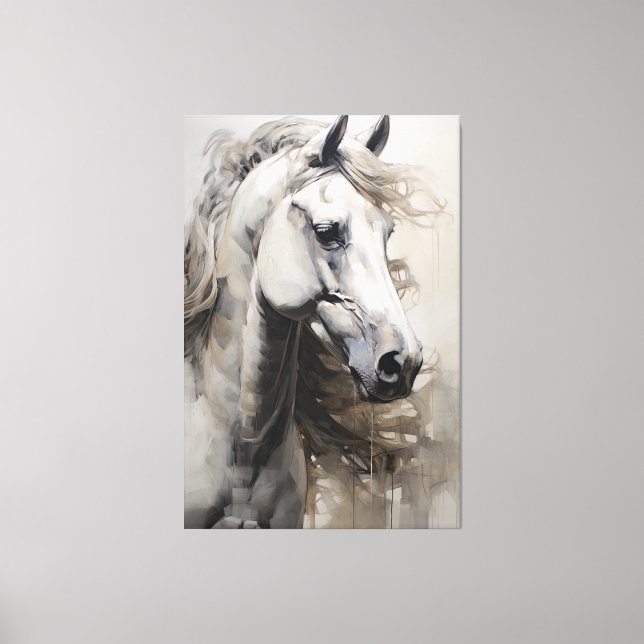 Caballo blanco monocromo | Pintado de arte de pare (Anverso)