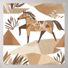 Caballo Boho Leaf Estilo de arte botánico Simple M