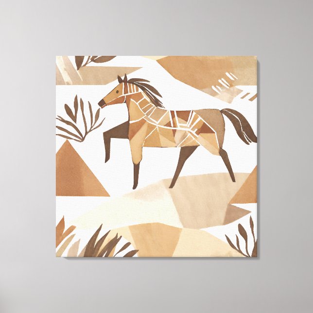 Caballo Boho Leaf Estilo de arte botánico Simple M (Anverso)