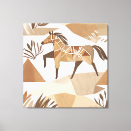 Caballo Boho Leaf Estilo de arte botánico Simple M