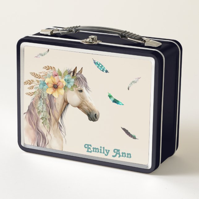 Caballo Bonito con Plumas Personalizado (Anverso)