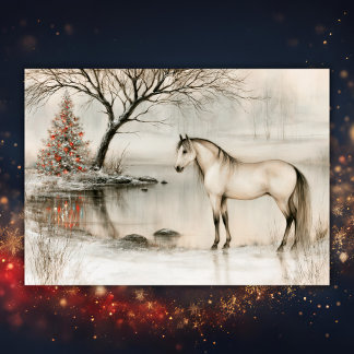 Caballo Buckskin Hermoso Navidad de Invierno