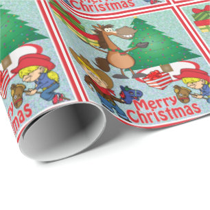 Caballo con el papel de regalo de los niños de lo