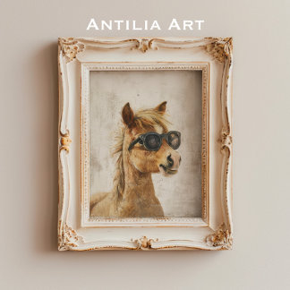 Caballo con gafas de sol Pintura de arte caprichos