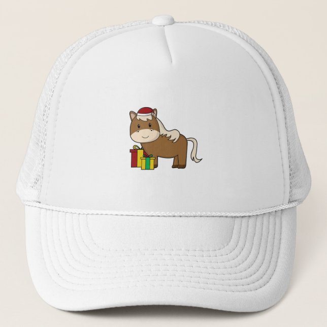 Caballo con sombrero de Santa y regalos (Anverso)