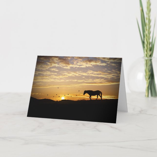Caballo con tarjeta de simpatía de la puesta del s (Anverso)