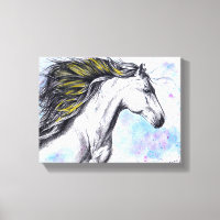 Caballo corriendo Acuarela y arte ecuestre de tint