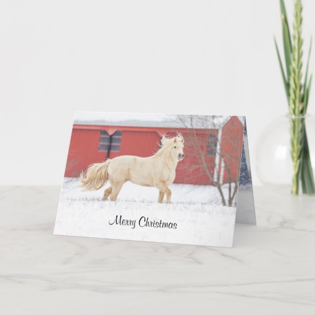 Caballo corriendo en tarjeta de vacaciones plegada (Anverso)