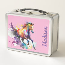 Caballo corriendo rosa y morado personalizado feme
