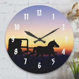 Caballo de Amish y reloj de pared con errores