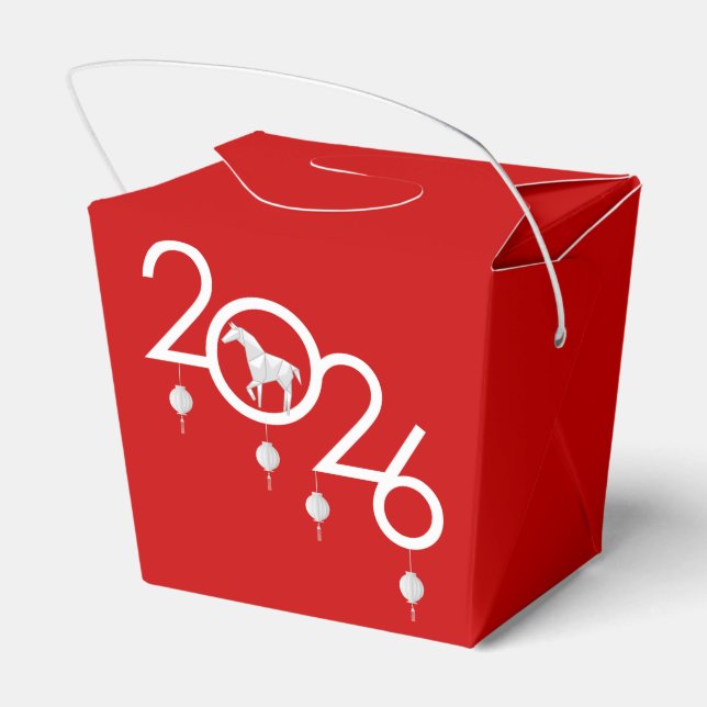 Caballo de Año Nuevo chino, caja de favores roja (Reverso)