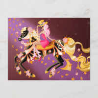 Caballo de Azúcar Calavera y Dama RedRosa Postal