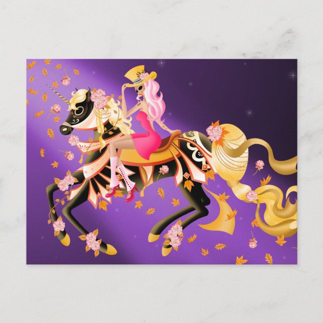 Caballo de Azúcar Cráneo y Señora Tarjeta Postal P (Anverso)