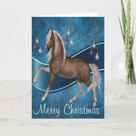 Caballo de azul con tarjeta de navidad de incandes