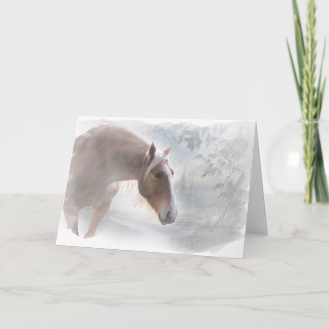 Caballo de bonito en la tarjeta de nota de nieve (Anverso)