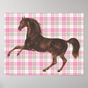 Caballo de bonito ilustrado sobre arte rosado reve