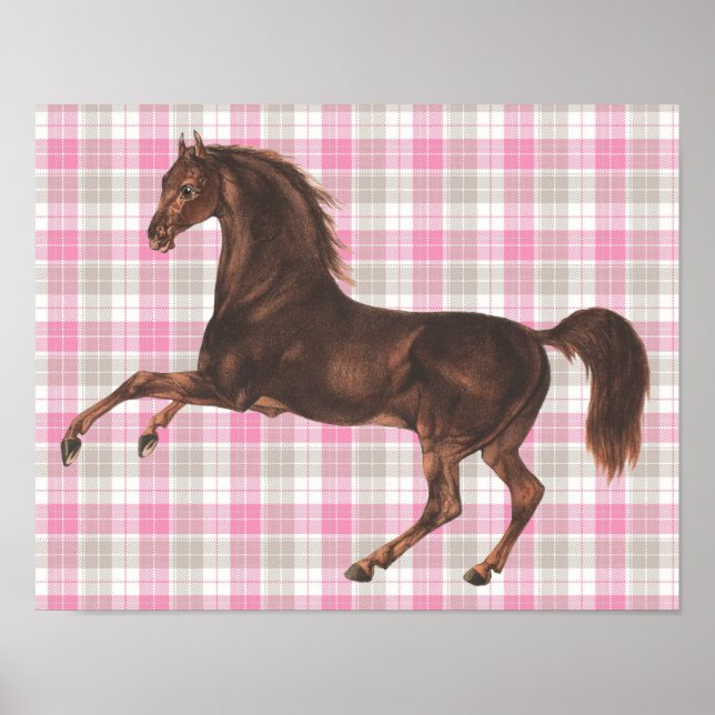 Caballo de bonito ilustrado sobre arte rosado reve (Frente)