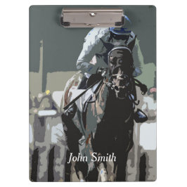 Caballo De Carrera Con Jockey En El Portapapeles A