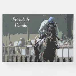 Caballo De Carrera Con Jockey En Libro De Invitado