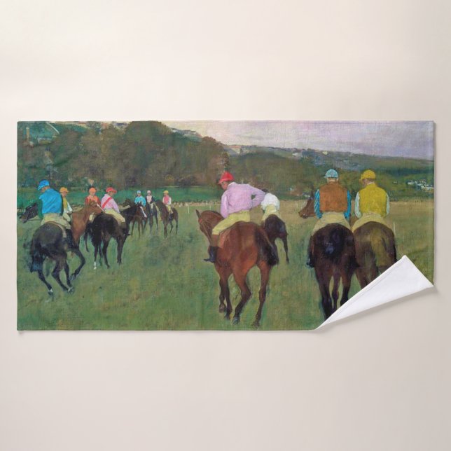 Caballo de carreras Longchamp, Edgar Degas (Toalla de baño)