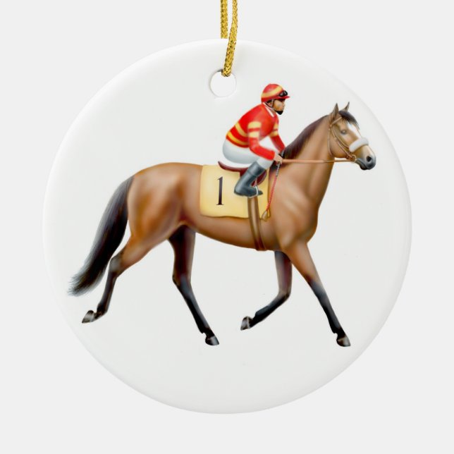 Caballo de carreras que trota al ornamento del (Frente)