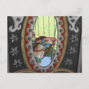 Caballo De Carrusas Espejo Con Postales Blancas Ne